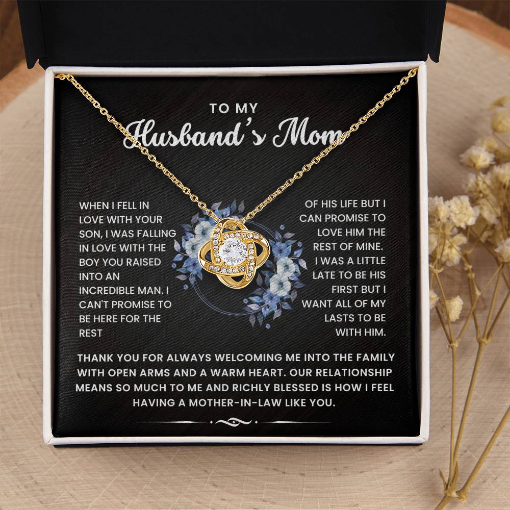 To My Husband's Mom-Loveknot Necklace-I Can't Promise To Be Here