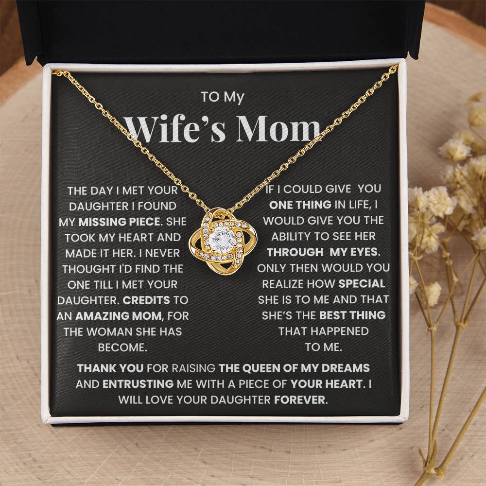 To My Wife's Mom-Loveknot Necklace- Credits To An Amazing Mom