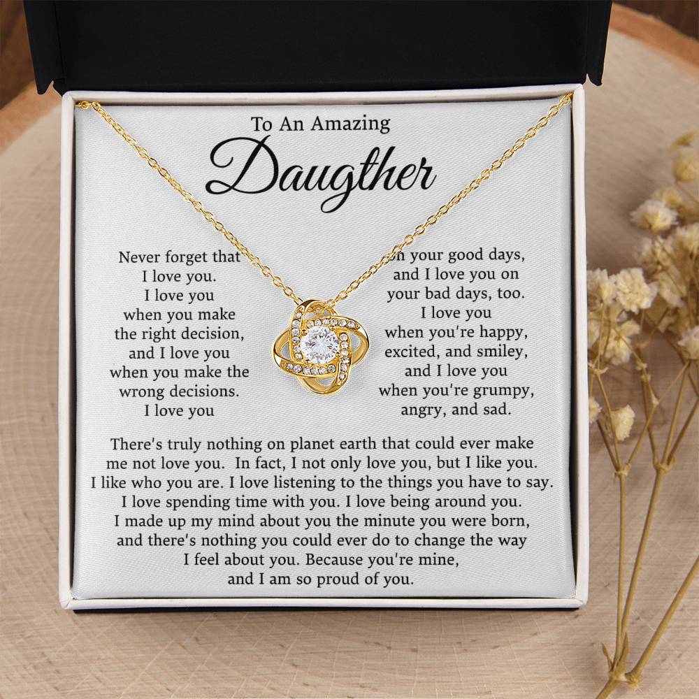 To My Daughter-Loveknot Necklace- I Am Proud Of You