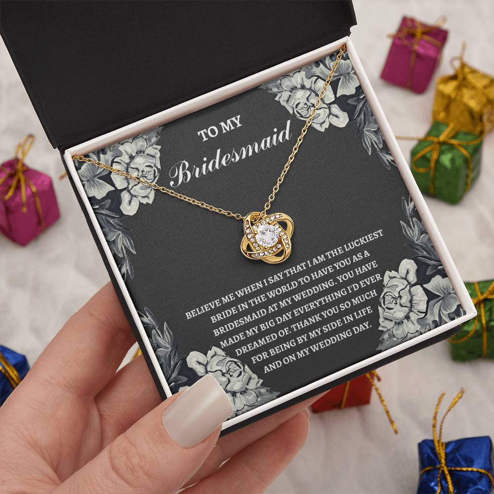 Bridesmaid-The Luckiest Bride-Loveknot Necklace