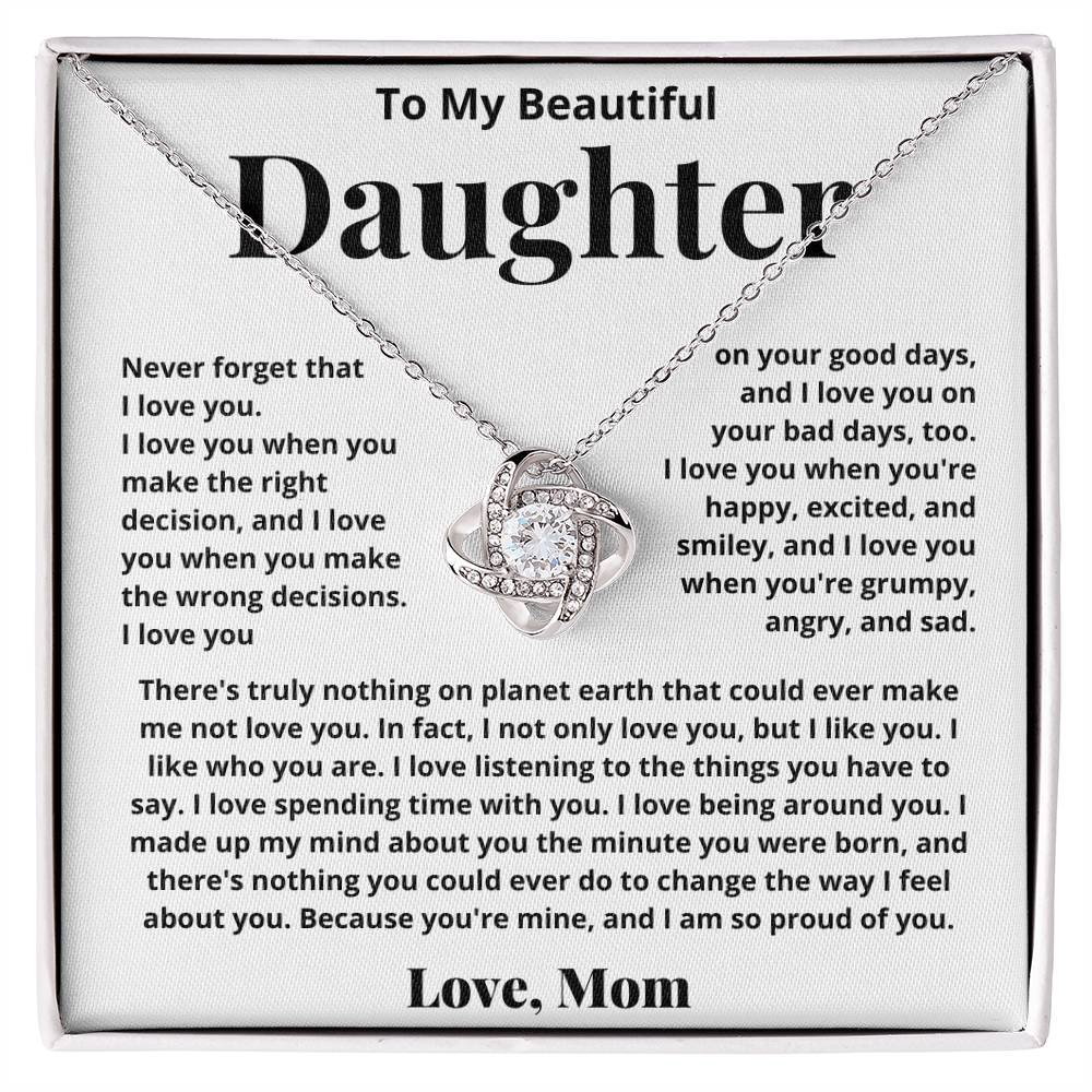 To My Daughter - Love Knot Necklace - I Am Proud Of You