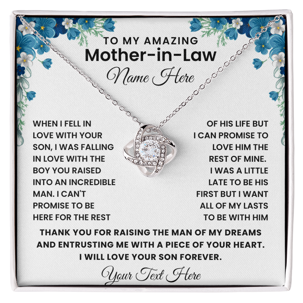 Personalized To My Husband's Mom- Loveknot Necklace Gift Set