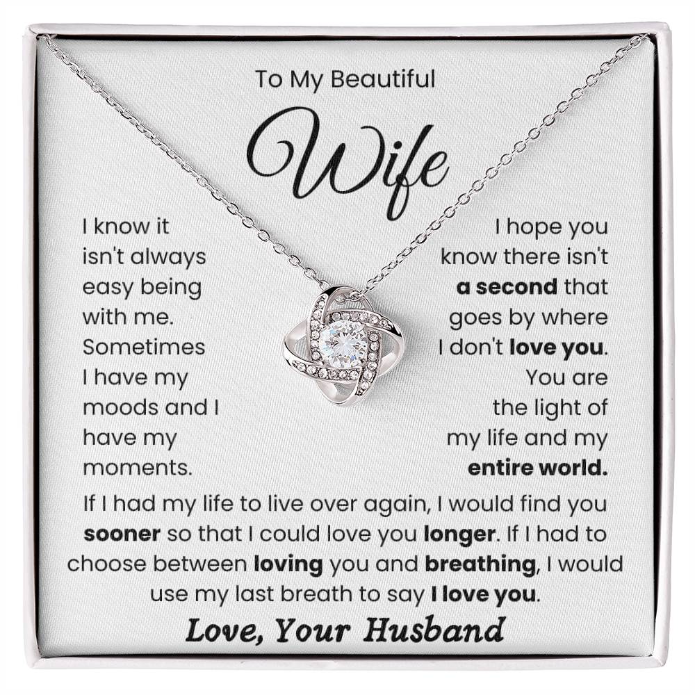 To My Beautiful Wife-Forever Love Necklace- My Life And My Entire World