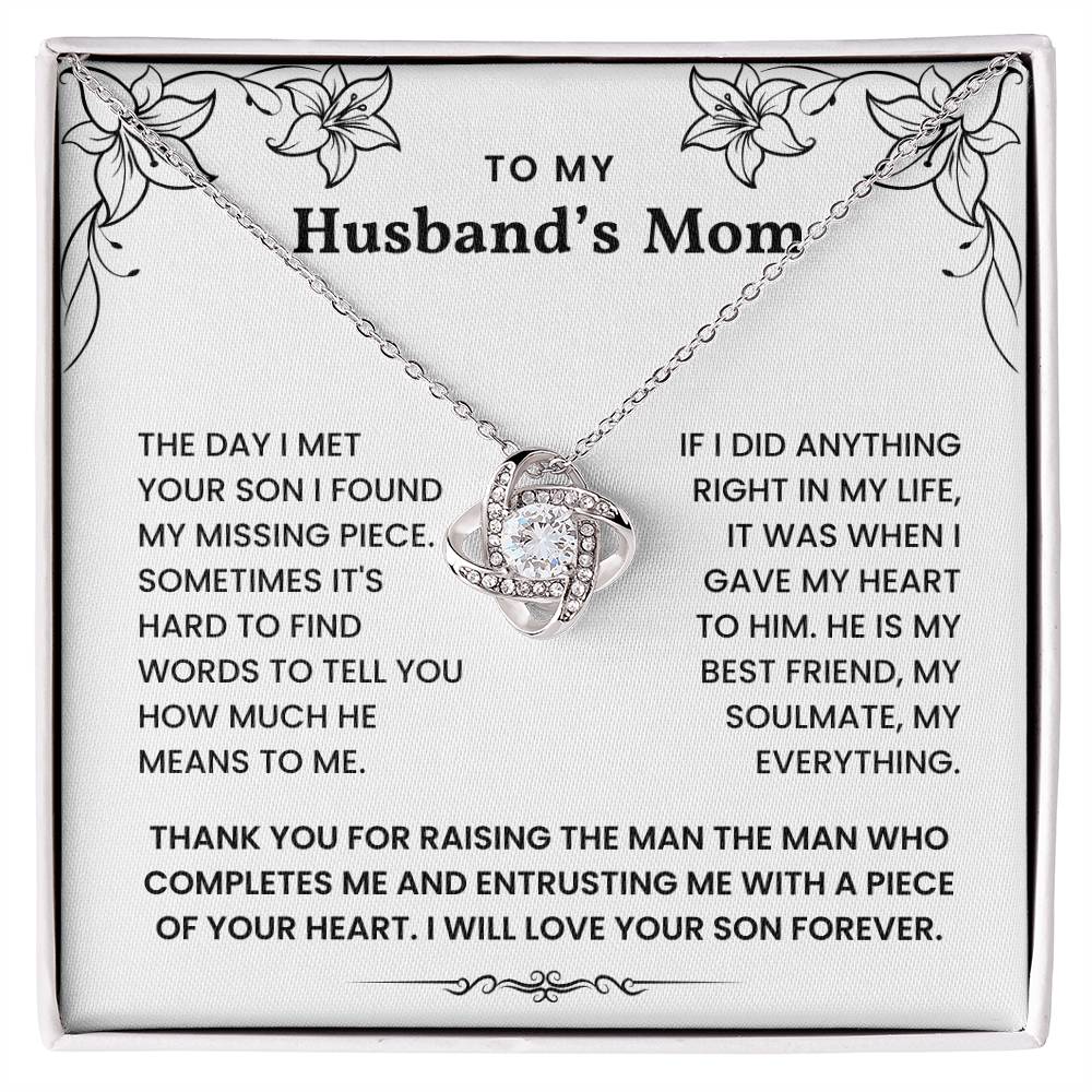 To My Husband's Mom- I Will Love Your Son Forever-Loveknot Necklace