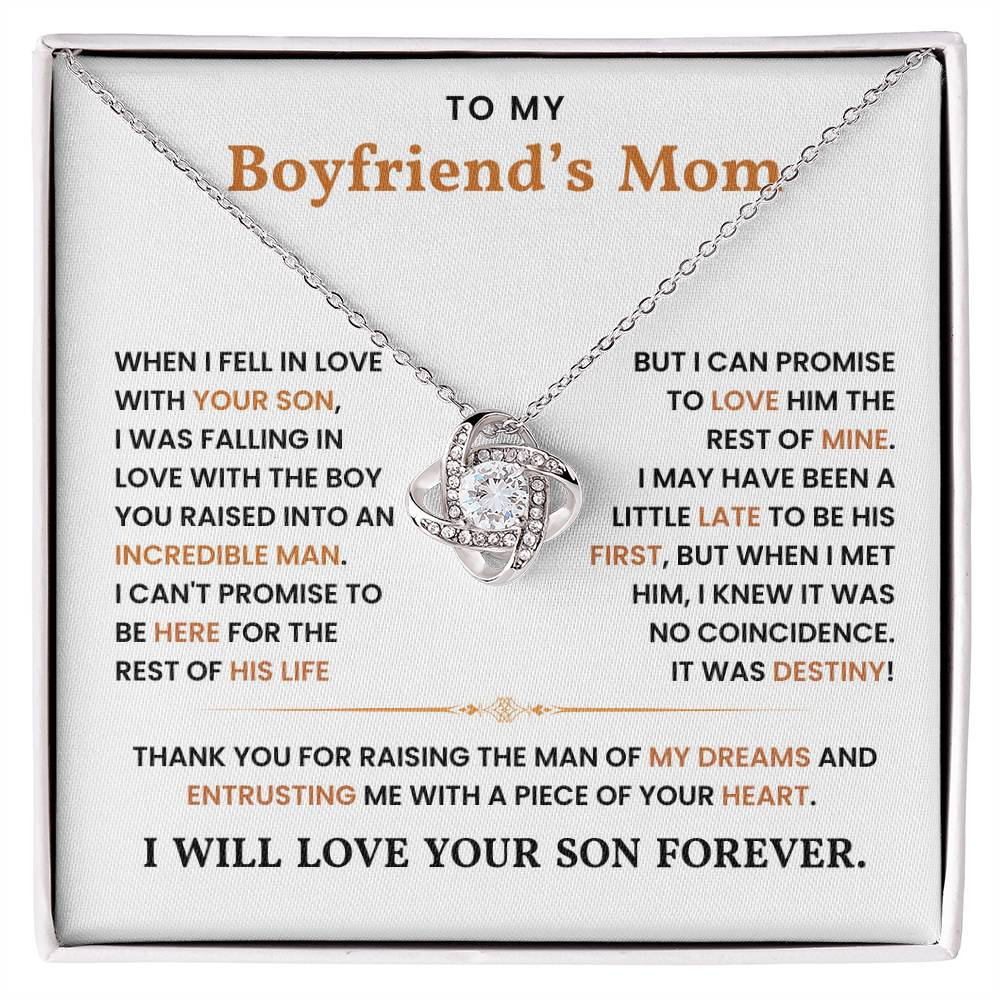 To My Boyfriend's Mom-Loveknot Necklace-I Will Love Him