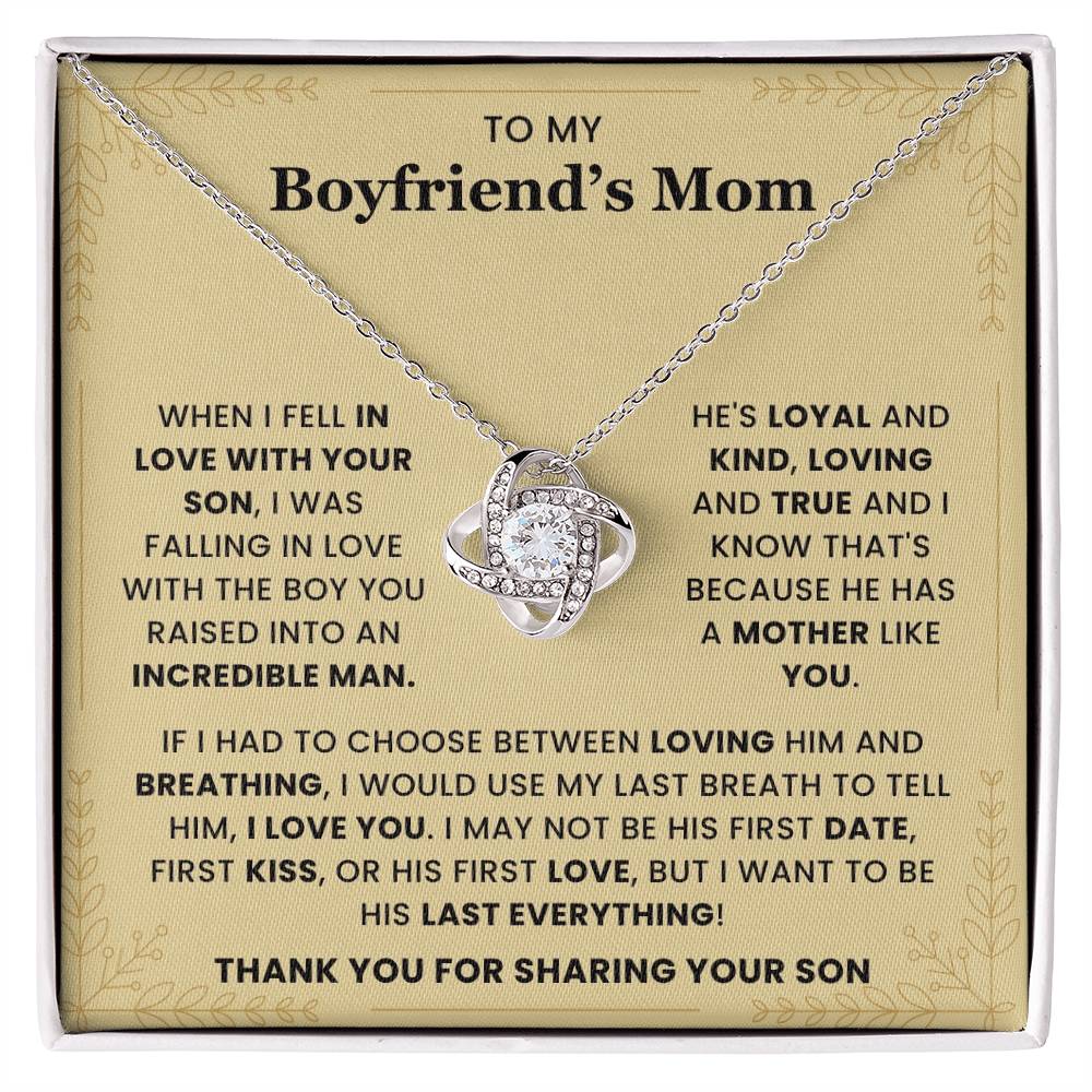 To My Boyfriend's Mom- Loveknot Necklace- Thank You For Sharing Your Son