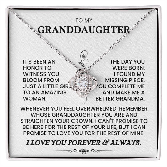 To My Granddaughter-Loveknot Necklace-I Love You Forever And Always