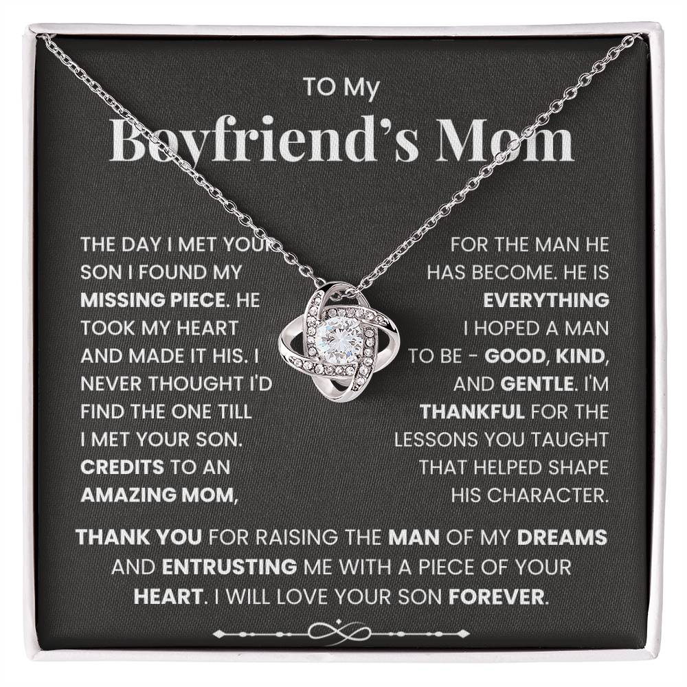 To My Boyfriend's Mom- Loveknot Necklace- I Will Love Your Son Forever