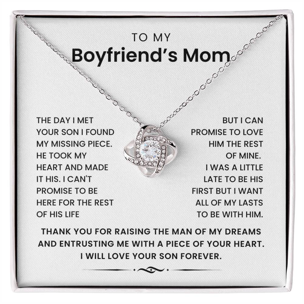 To My Boyfriend's Mom-Loveknot Necklace-I Can Promise To Love Him