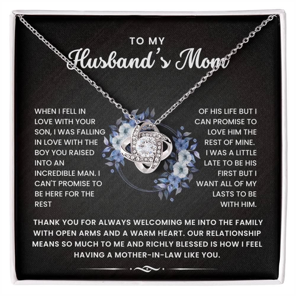 To My Husband's Mom-Loveknot Necklace-I Can't Promise To Be Here