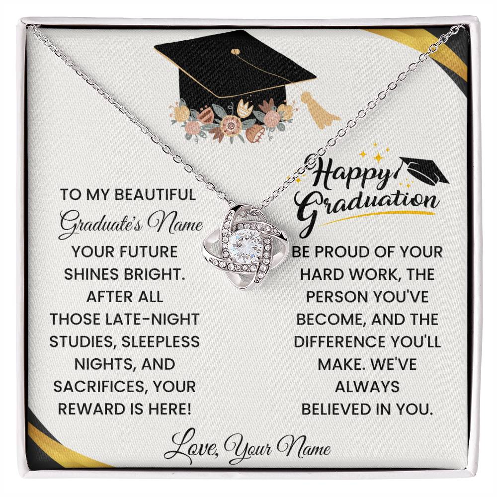 [ALMOST SOLD OUT] To My Beautiful Girl-Celebrating Your Graduation Success- Love Knot Necklace