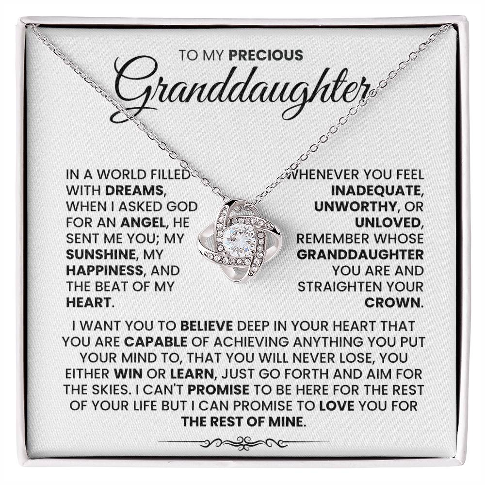 To My Precious Granddaughter-Loveknot Necklace-I Want You To Believe