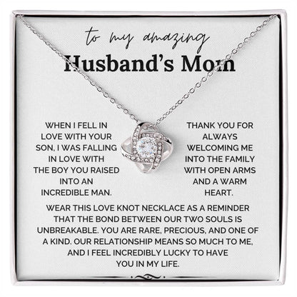 To My Amazing Husband's Mom - You Are Rare, Precious, and One of A Kind - Love Knot Necklace