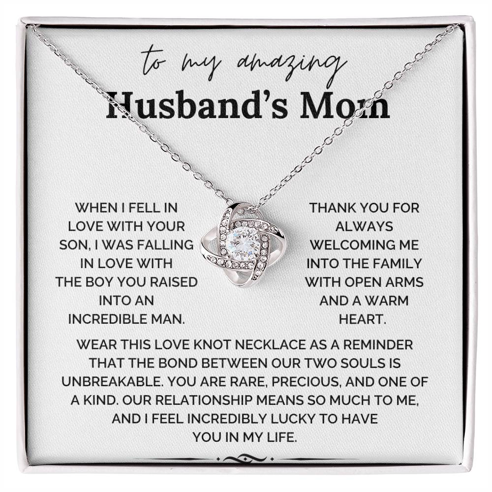 To My Amazing Husband's Mom - You Are Rare, Precious, and One of A Kind - Love Knot Necklace