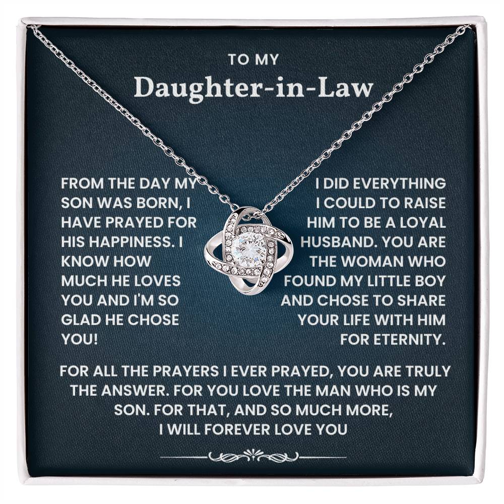 To My Daughter-In-Law- Loveknot Necklace-For All That Prayers
