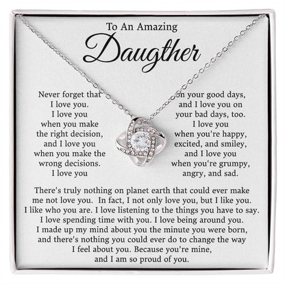 To My Daughter-Loveknot Necklace- I Am Proud Of You