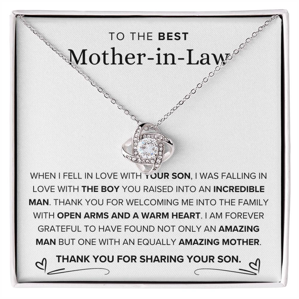 To The Best Mother-In-Law-Loveknot Necklace-For Amazing Mother