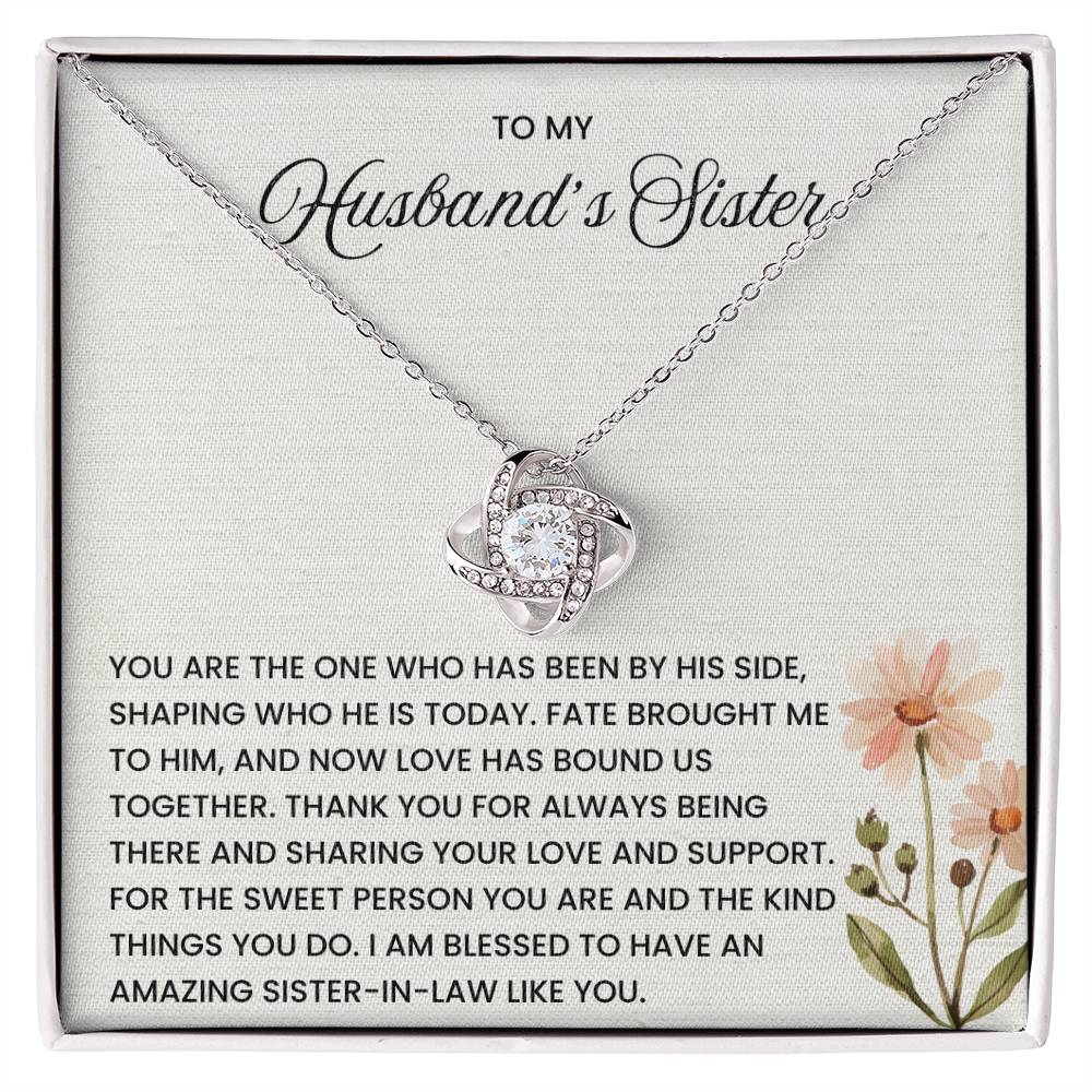 To My Husband's Sister-Loveknot Necklace- You Are An Amazing Sister-In-Law