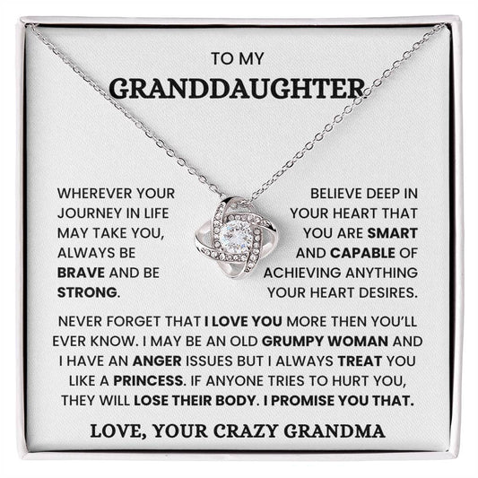 To My Granddaughter-Never Forget That I Love You-Loveknot Necklace