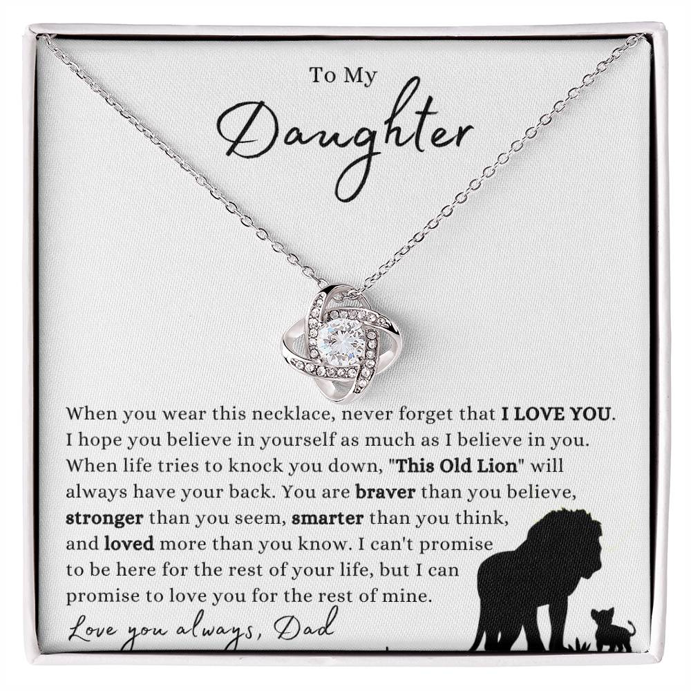 To My Daughter- Loveknot Necklace- Father Daughter Linked Together