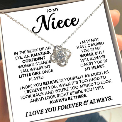 To My Niece-Loveknot Necklace- I Love You Forever