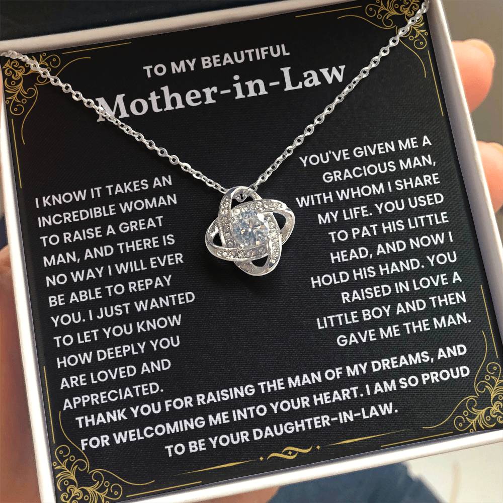Mothers Day gift for Mother In Law - Love Knot Necklace Lux121