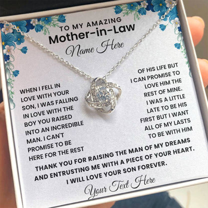 Personalized To My Husband's Mom- Loveknot Necklace Gift Set