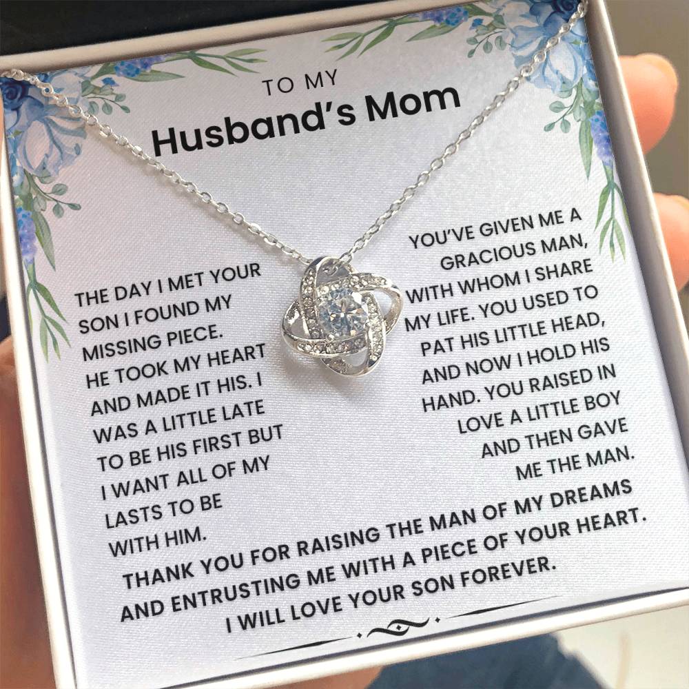To My Husband's Mom- Loveknot Necklace-Thank You For Raising The Man of My Dreams