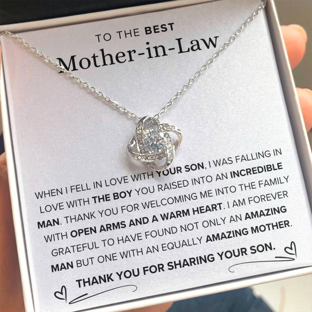 To The Best Mother-In-Law-Loveknot Necklace-For Amazing Mother