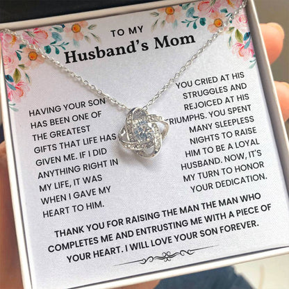 To My Husband's Mom-I Gave My Heart To Him-Loveknot Necklace