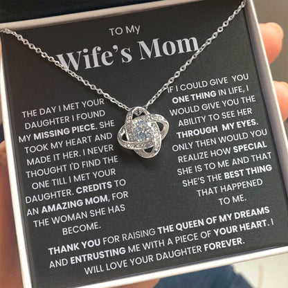 To My Wife's Mom-Loveknot Necklace- Credits To An Amazing Mom