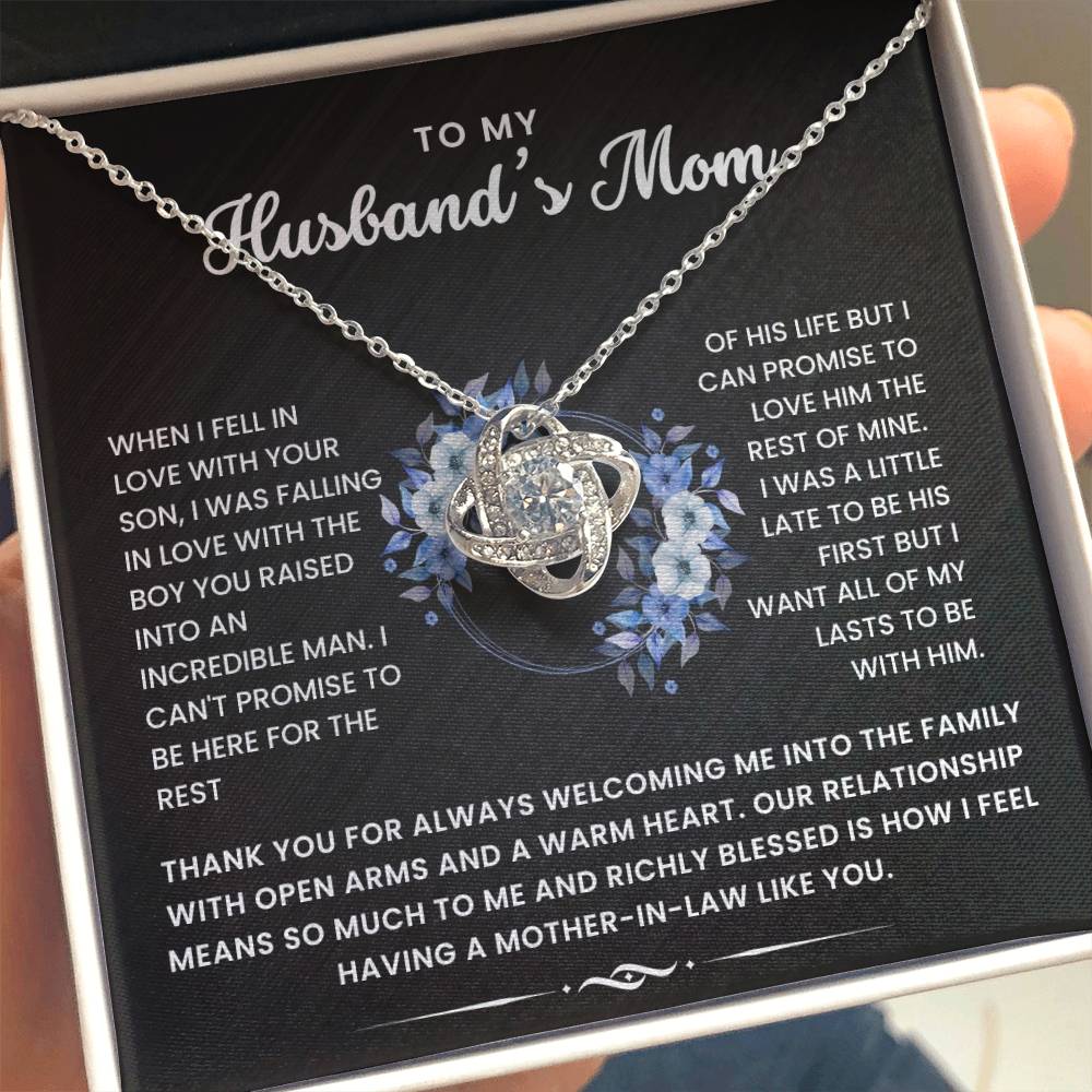 To My Husband's Mom-Loveknot Necklace-I Can't Promise To Be Here