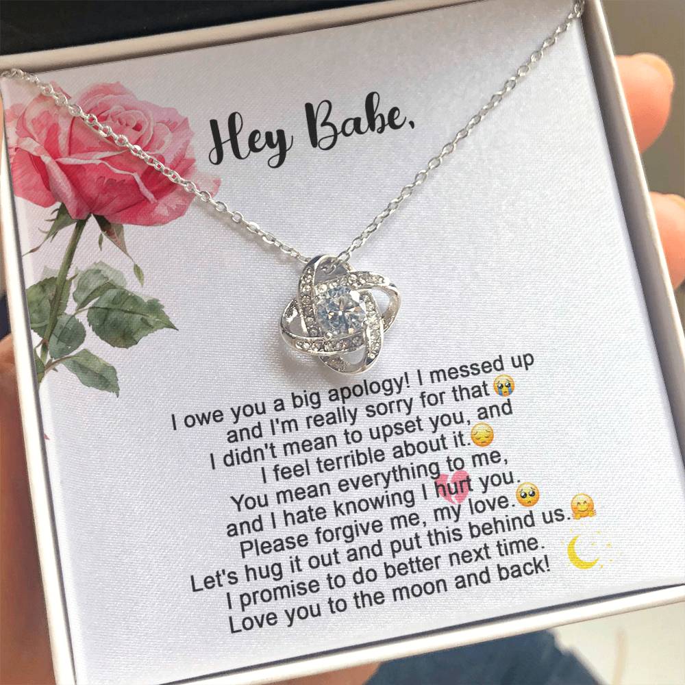 To My Babe- Loveknot Necklace -I Owe You A Big Apology