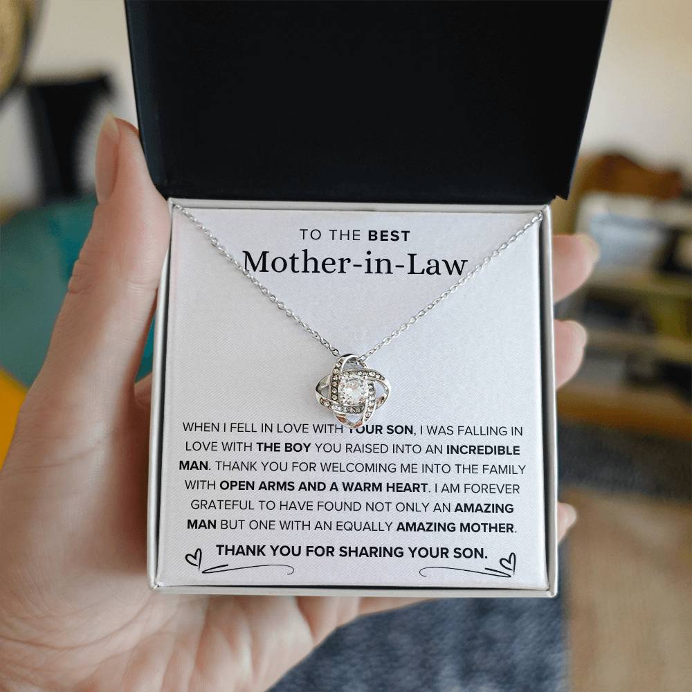 To The Best Mother-In-Law-Loveknot Necklace-For Amazing Mother