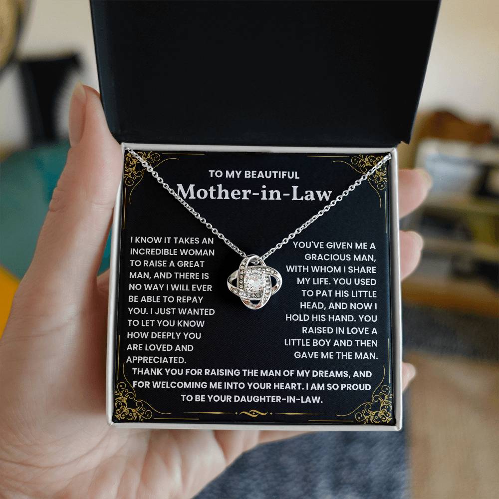 Mothers Day gift for Mother In Law - Love Knot Necklace Lux121