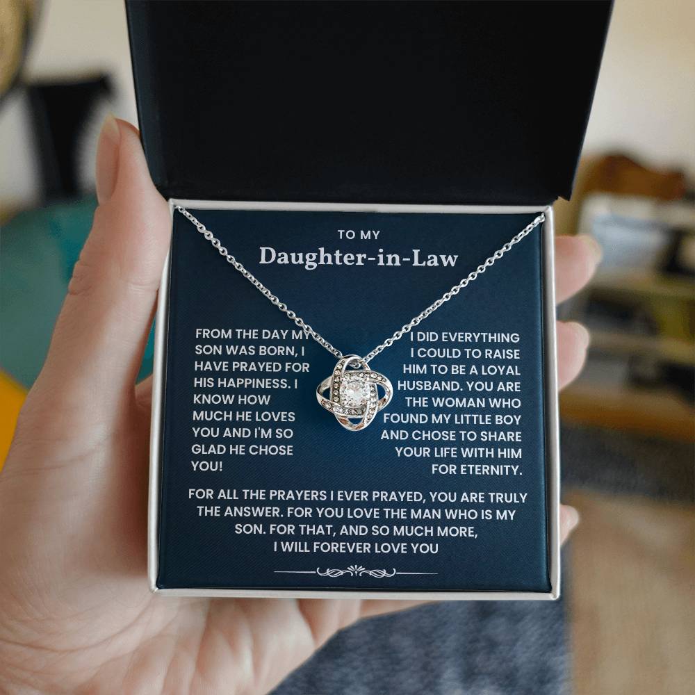 To My Daughter-In-Law- Loveknot Necklace-For All That Prayers