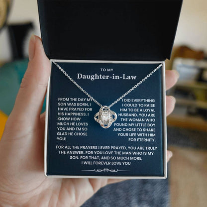 To My Daughter-In-Law- Loveknot Necklace-For All That Prayers