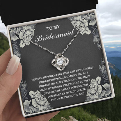 Bridesmaid-The Luckiest Bride-Loveknot Necklace