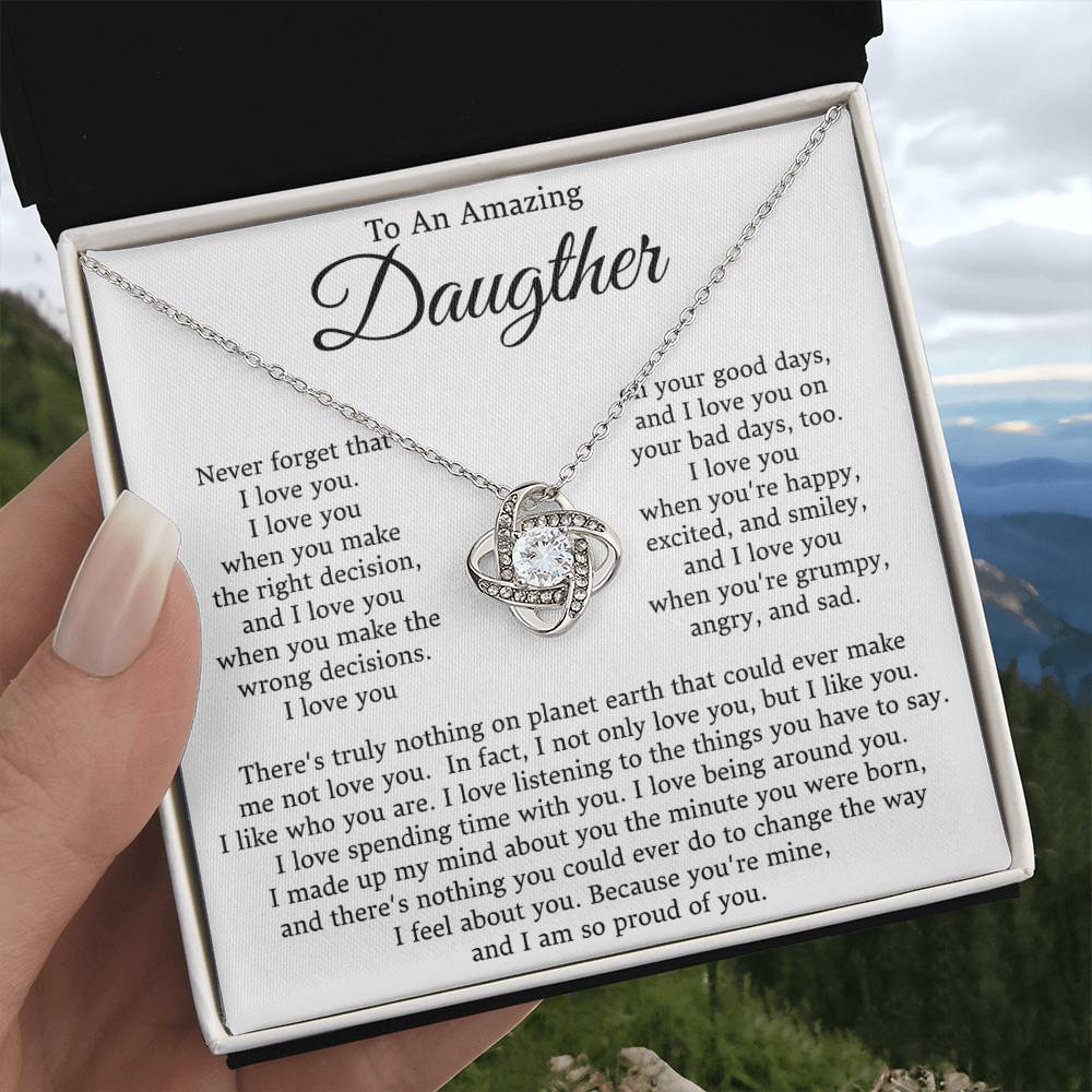 To My Daughter-Loveknot Necklace- I Am Proud Of You