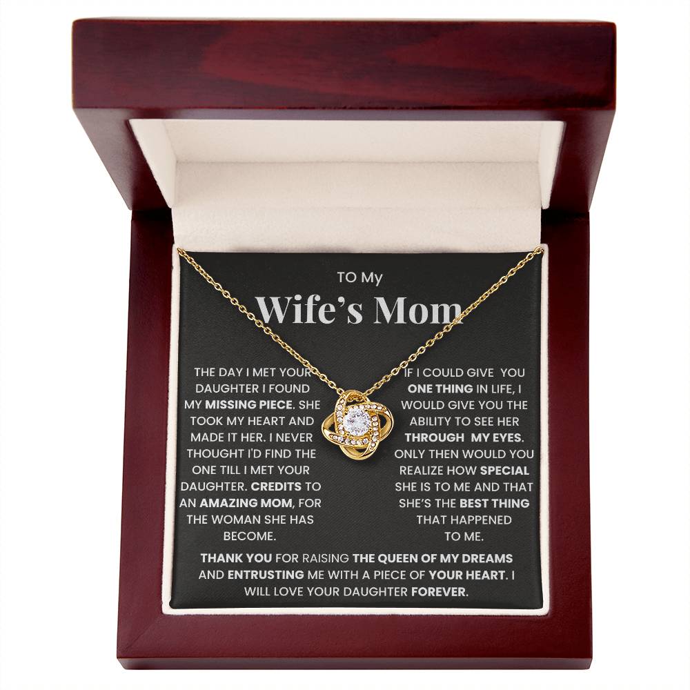 To My Wife's Mom-Loveknot Necklace- Credits To An Amazing Mom