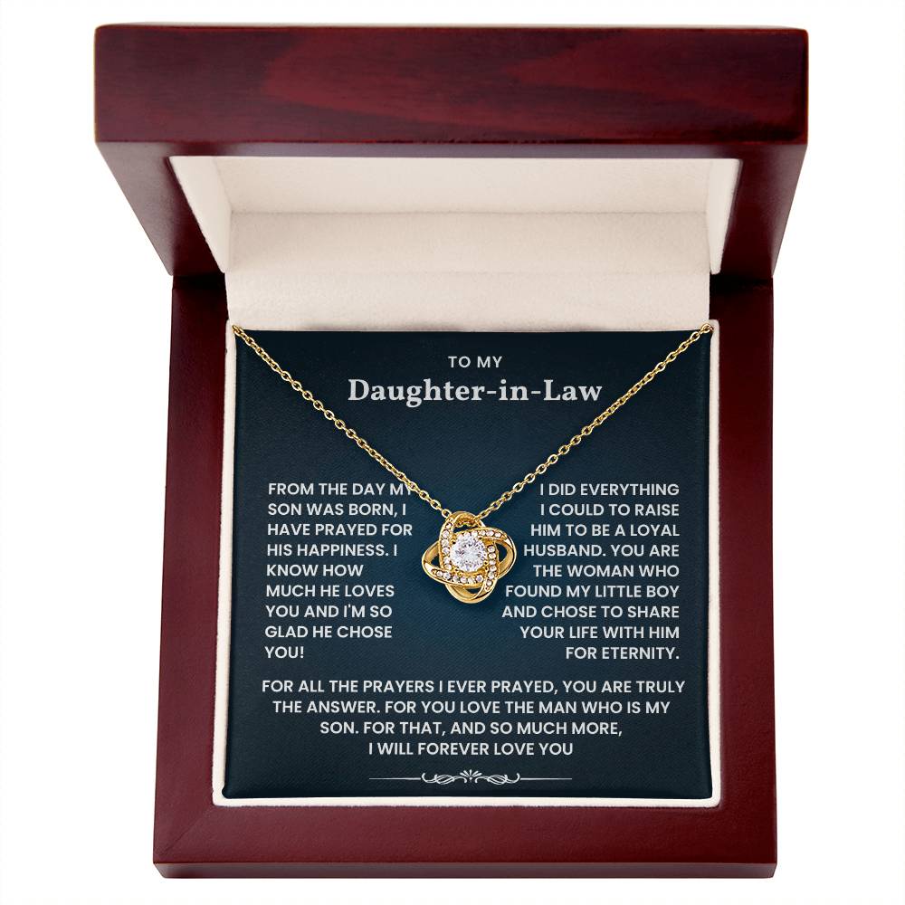 To My Daughter-In-Law- Loveknot Necklace-For All That Prayers