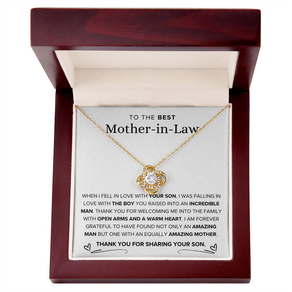 To The Best Mother-In-Law-Loveknot Necklace-For Amazing Mother