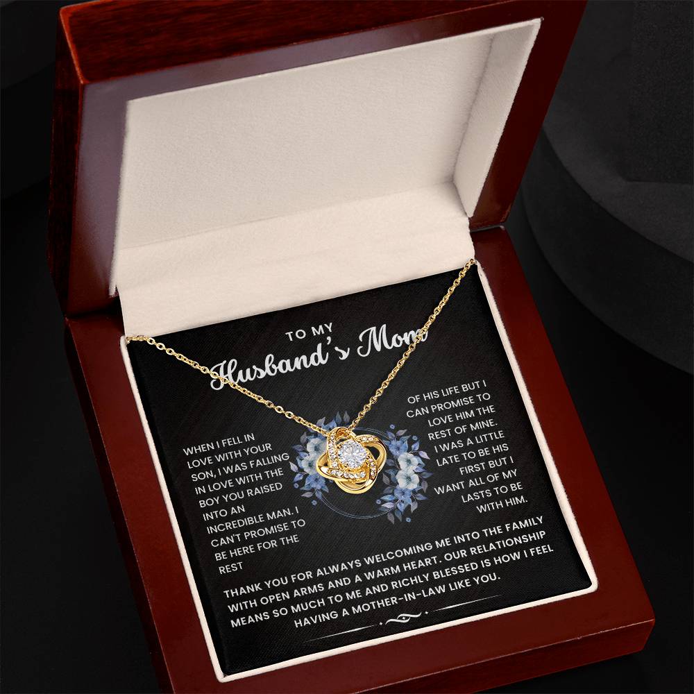 To My Husband's Mom-Loveknot Necklace-I Can't Promise To Be Here