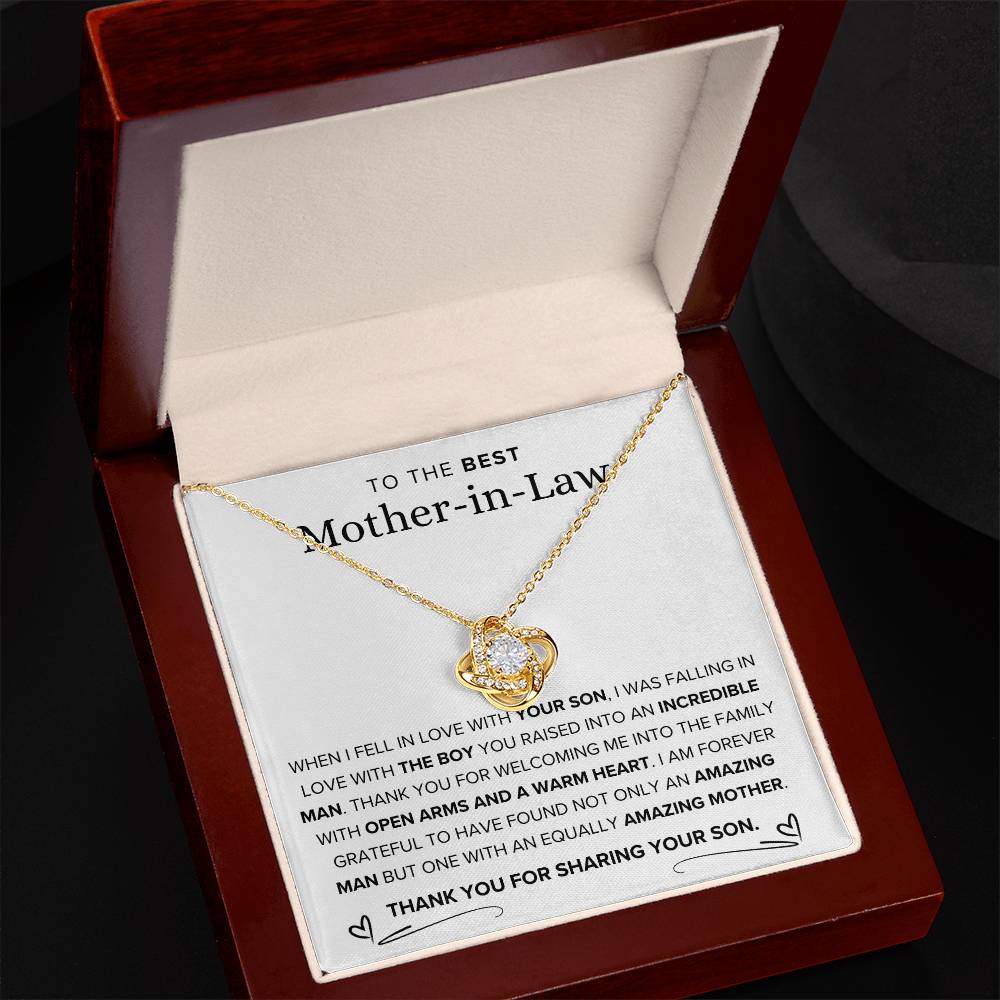 To The Best Mother-In-Law-Loveknot Necklace-For Amazing Mother