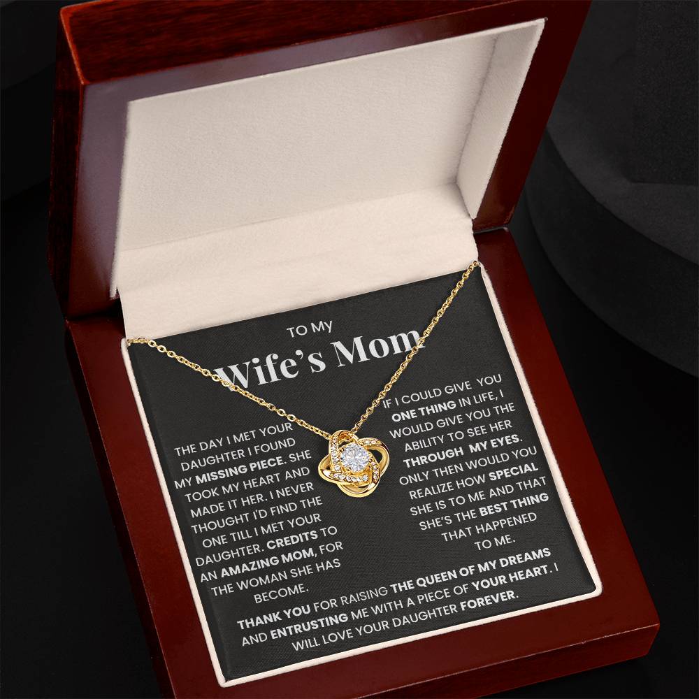 To My Wife's Mom-Loveknot Necklace- Credits To An Amazing Mom