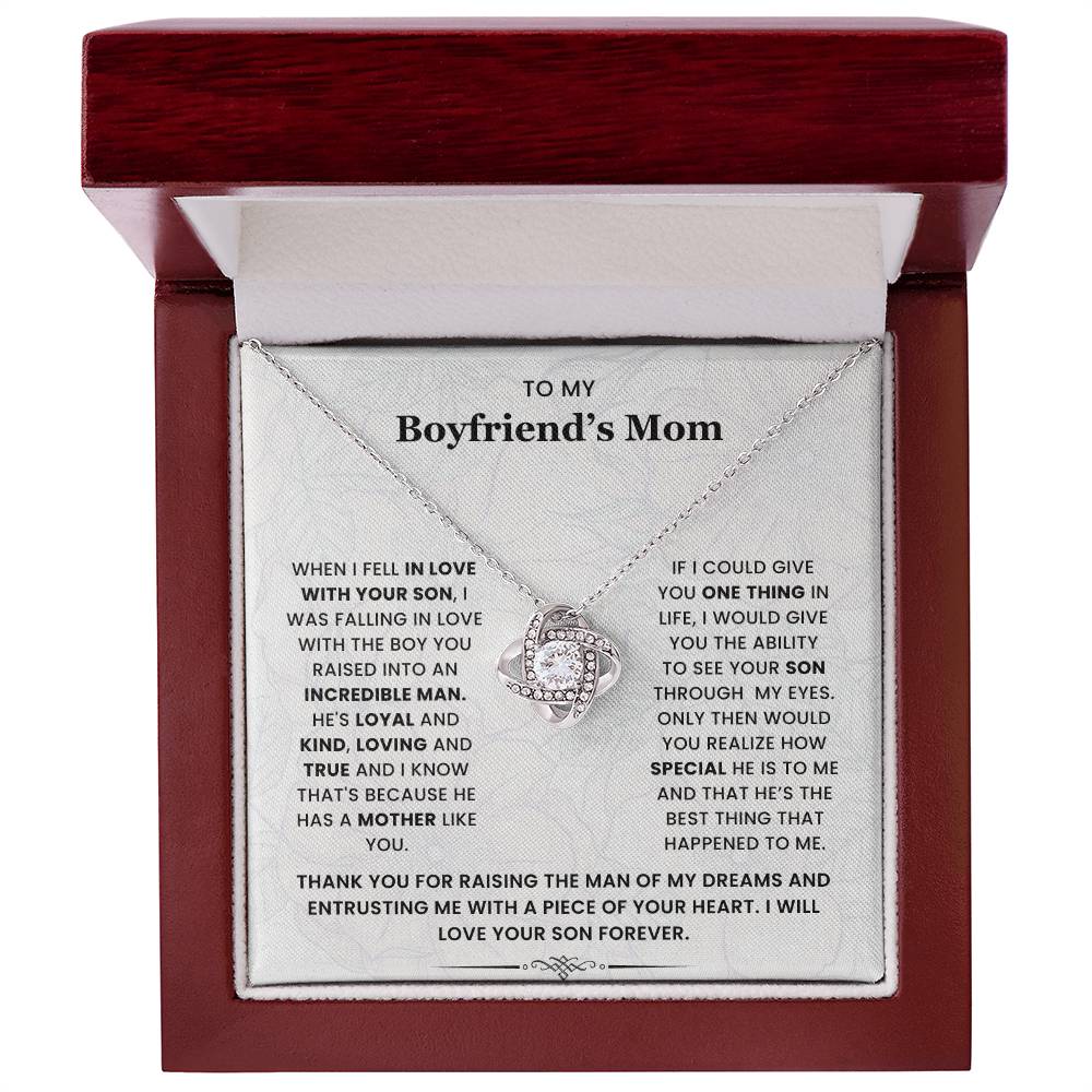 To My Boyfriend's Mom-Loveknot Necklace-See Your Son Through My Eyes