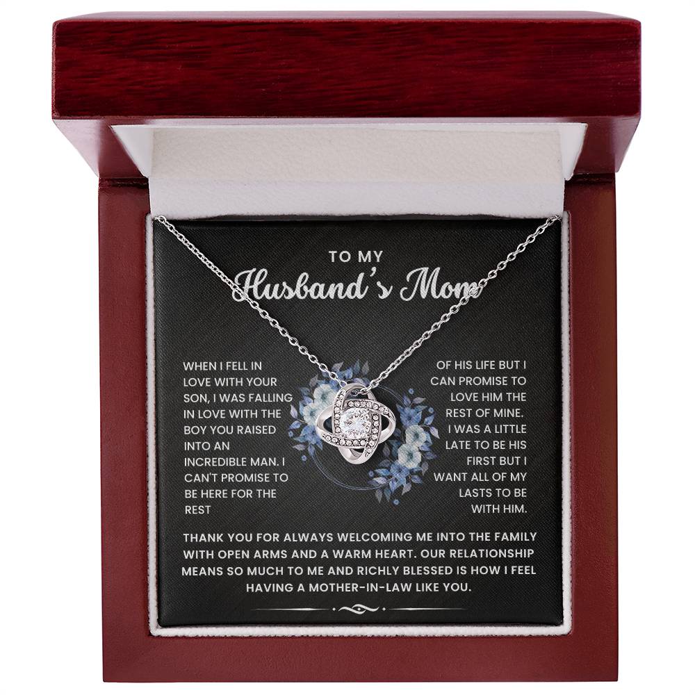 To My Husband's Mom-Loveknot Necklace-I Can't Promise To Be Here