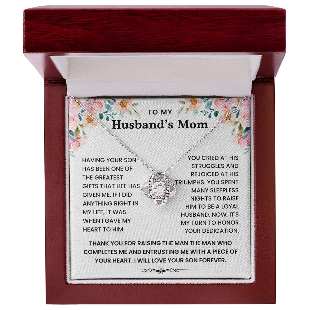 To My Husband's Mom-I Gave My Heart To Him-Loveknot Necklace