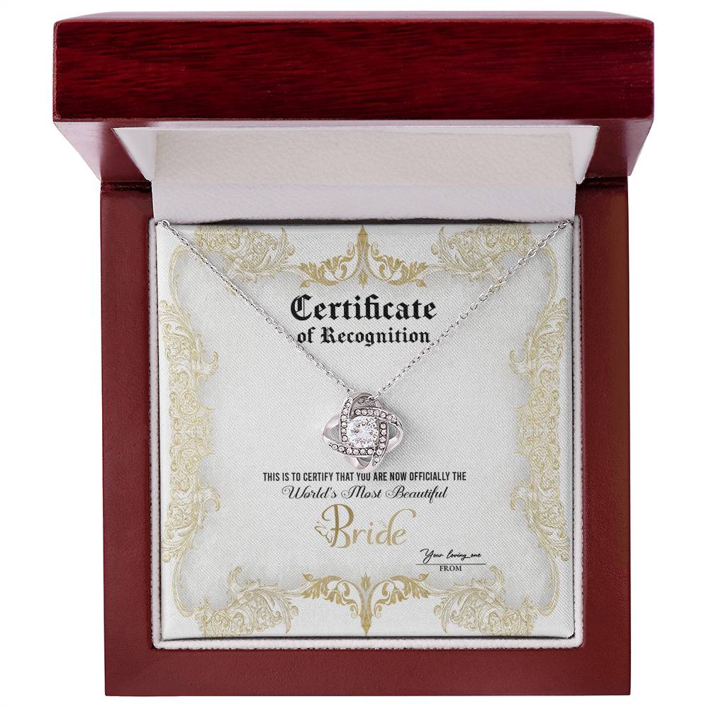 Bride-Certificate Of Achievement-Loveknot Necklace