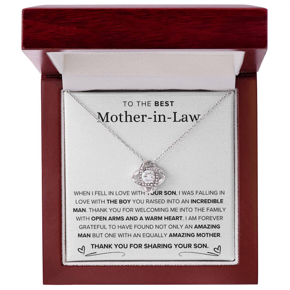 To The Best Mother-In-Law-Loveknot Necklace-For Amazing Mother